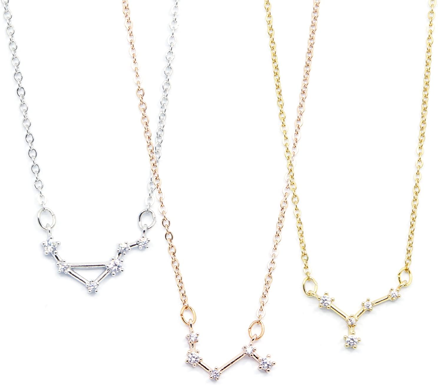 MignonandMignon Rose Gold Aquarius Zodiac Constellation Necklace Jewelry for Women Christmas Gift - ZCPN