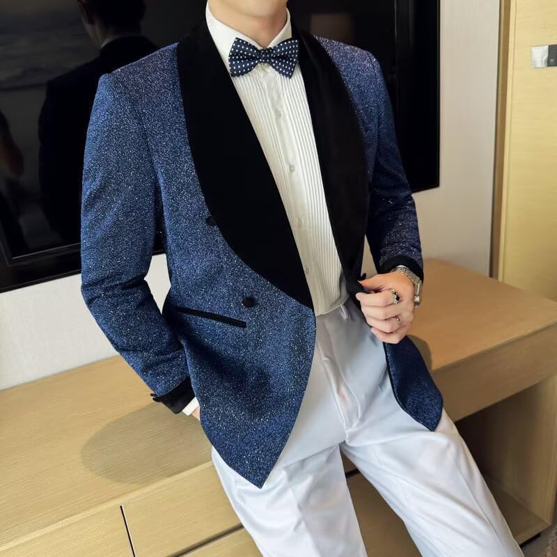 Men's Sequin Suits Sparkly 2 Piece Tuxedo Suit for Men Wedding Prom Slim Fit Solid Blazer Jacket Pants Sets4
