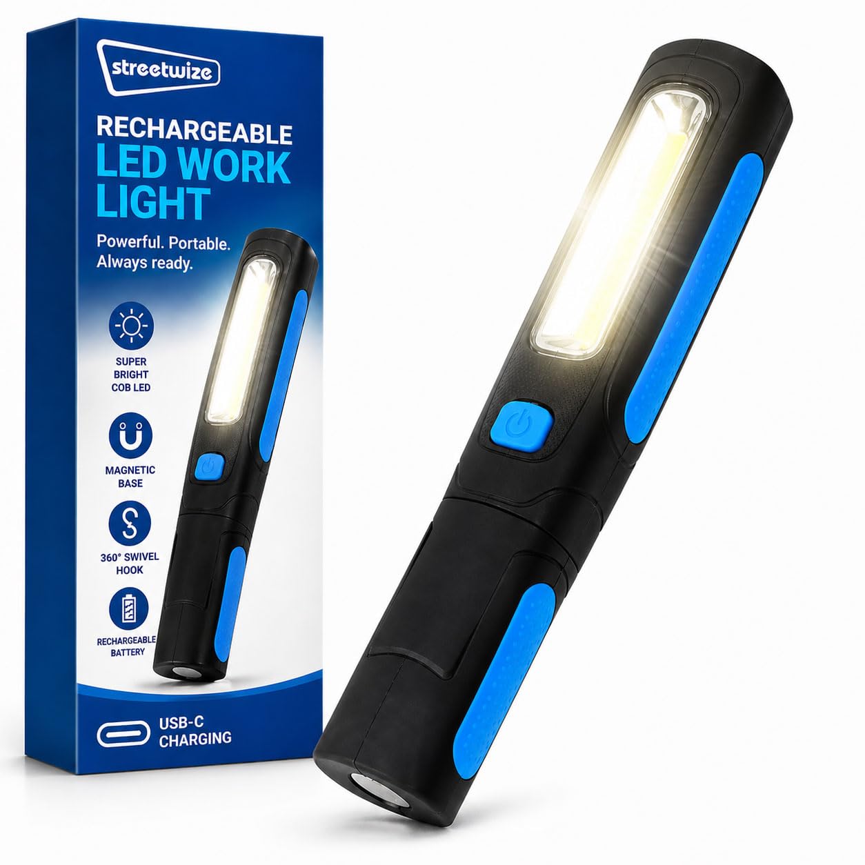 Rechargeable LED Work Light Torch 3W COB Inspection Lamp Stoplight SWLR27. +M