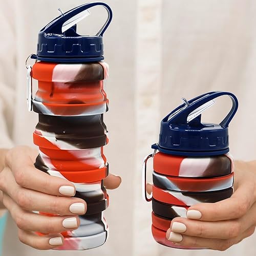Miniatura 4 de WATMHHJQ Botellas de agua plegables de silicona, 16 onzas, 16.9 fl oz, portátil, plegable, expandible, botella de agua, vasos deportivos, a prueba