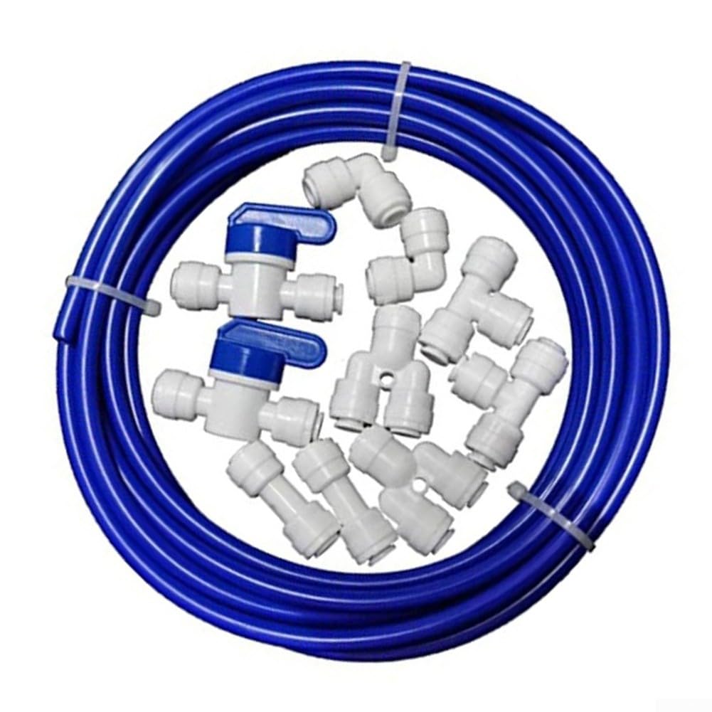 RO Water Tubing 10 Metre PE Water Filter Pipe with 10 Quick Connectors for Home Water Purifier Systems, Blue 32.8ft Flexible Hose and Fittings Kit