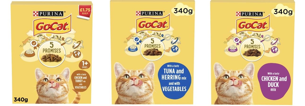 Go Cat 3 Flavour Variation Bundle! | Chicken & Duck, Herring & Tuna, Chicken & Turkey | Dry Cat Food | 3 Different Boxes!