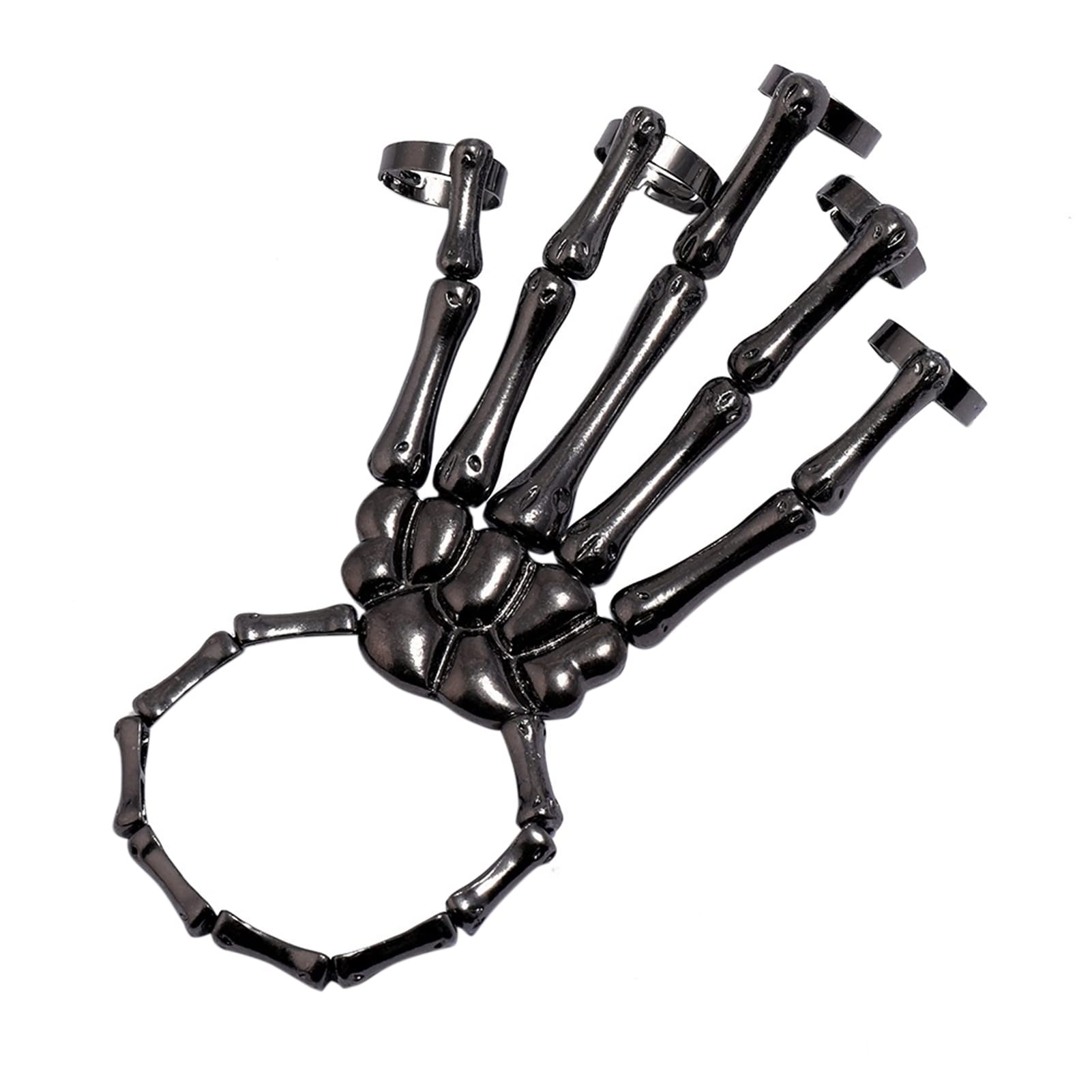 Men's Black Wristband Skull Fingers | Hand Bracelets With Skull Finger | Adjustable Full Fingers Knuckle Bracelet Rings For And Wo Jewelry