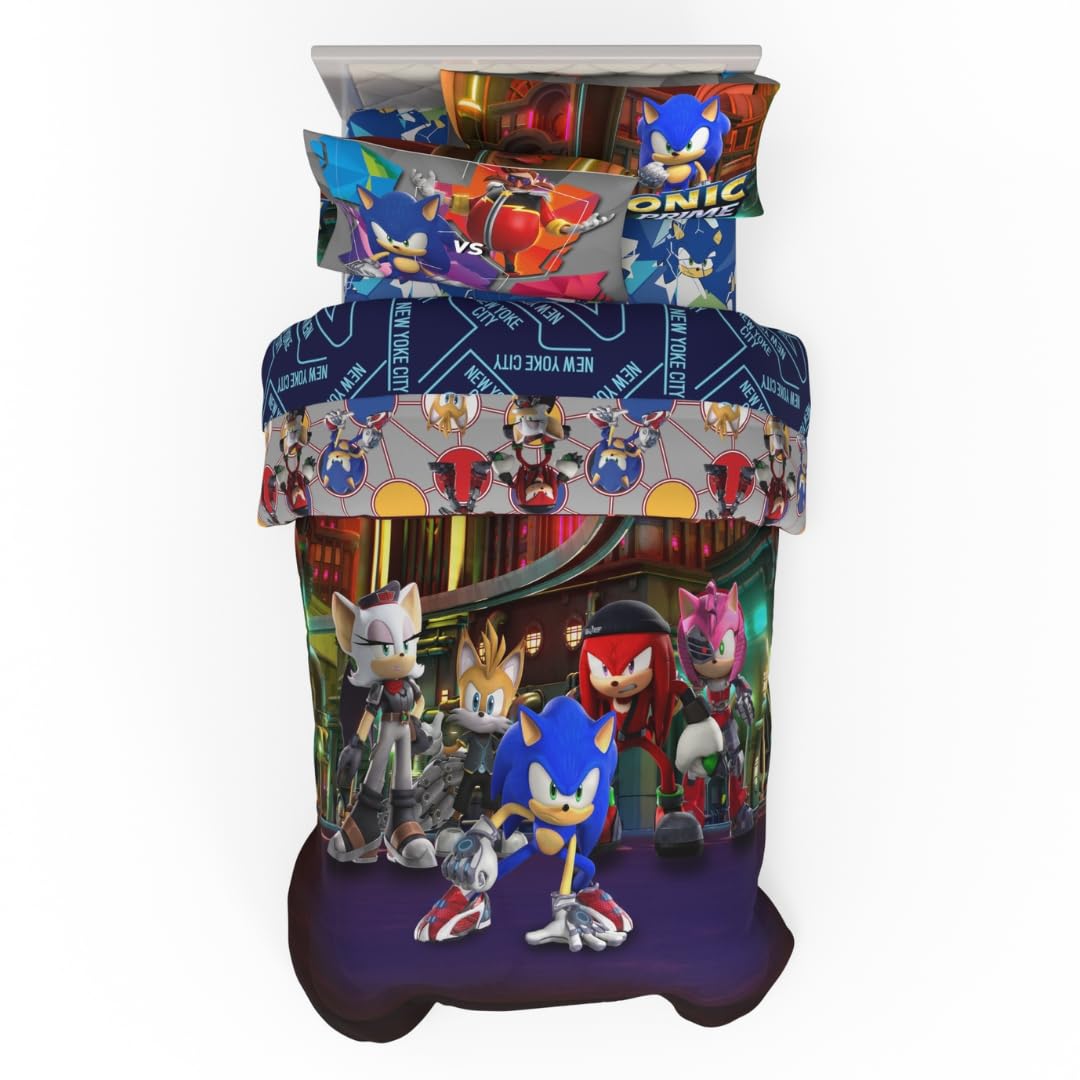 Franco Kids Bedding Sonic The Hedgehog, super morbido, copridivano, 116,8 x 152,4 cm, anime