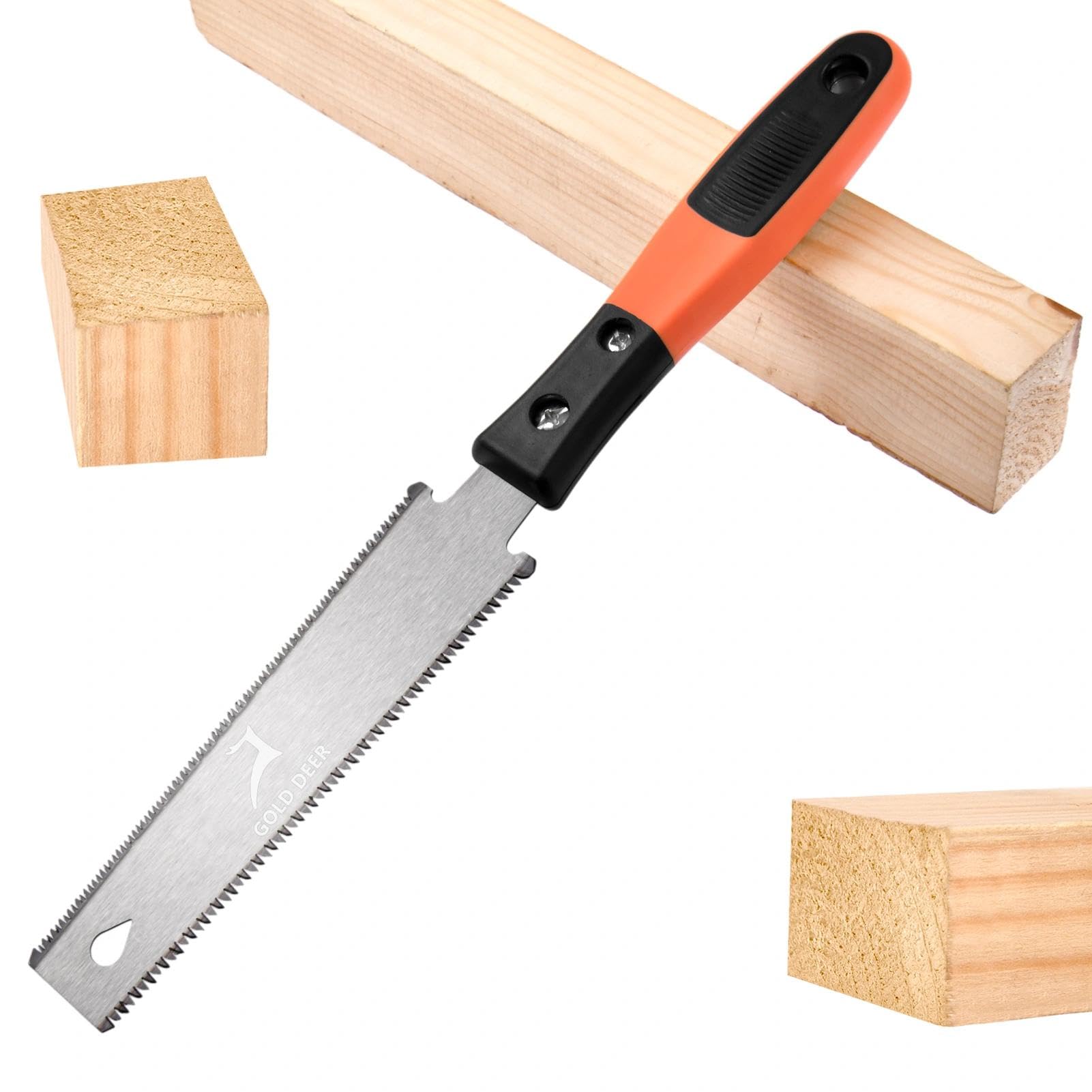 GOLD DEER Japanese Pull Saw for Woodworking 6 Inch SK5 Flexible Blade Double Edge TPI 17/11 Pull Saw for Craft Hobby DIY Soft Grip Handle