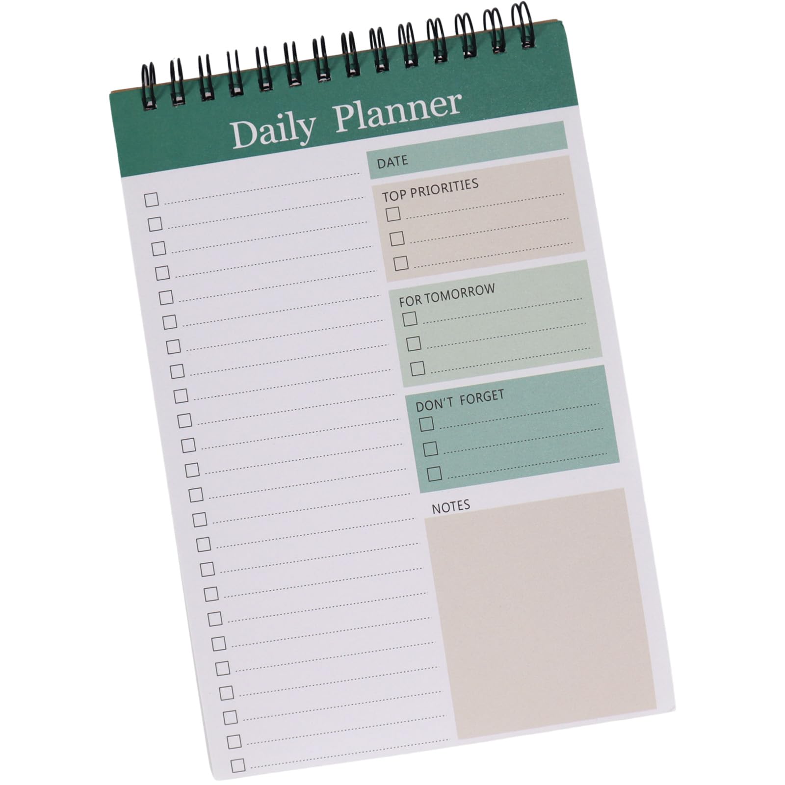 35 Sheets To Do List Notebook Pad Daily Work Planner, 19.8 x 13.2cm Things To Do Today Book Notepad Spiral Bound Tear Off, Desk Day Organiser Planning Checklist for Task Office Schedule, Green