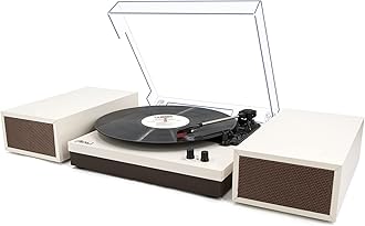 LP&No.1 Wireless Turntable with Stereo Bookshelf Speakers, Retro Record Playe...