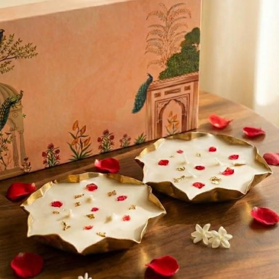 Lotus Urli Scented Candles Set of 2 | Jasmine & Rose Fragrance Candle | Urli Candle for Wedding Return Gift Festive Décor, &Pooja Décor | Scented Candles for Gift & Festive Gifting-image-33