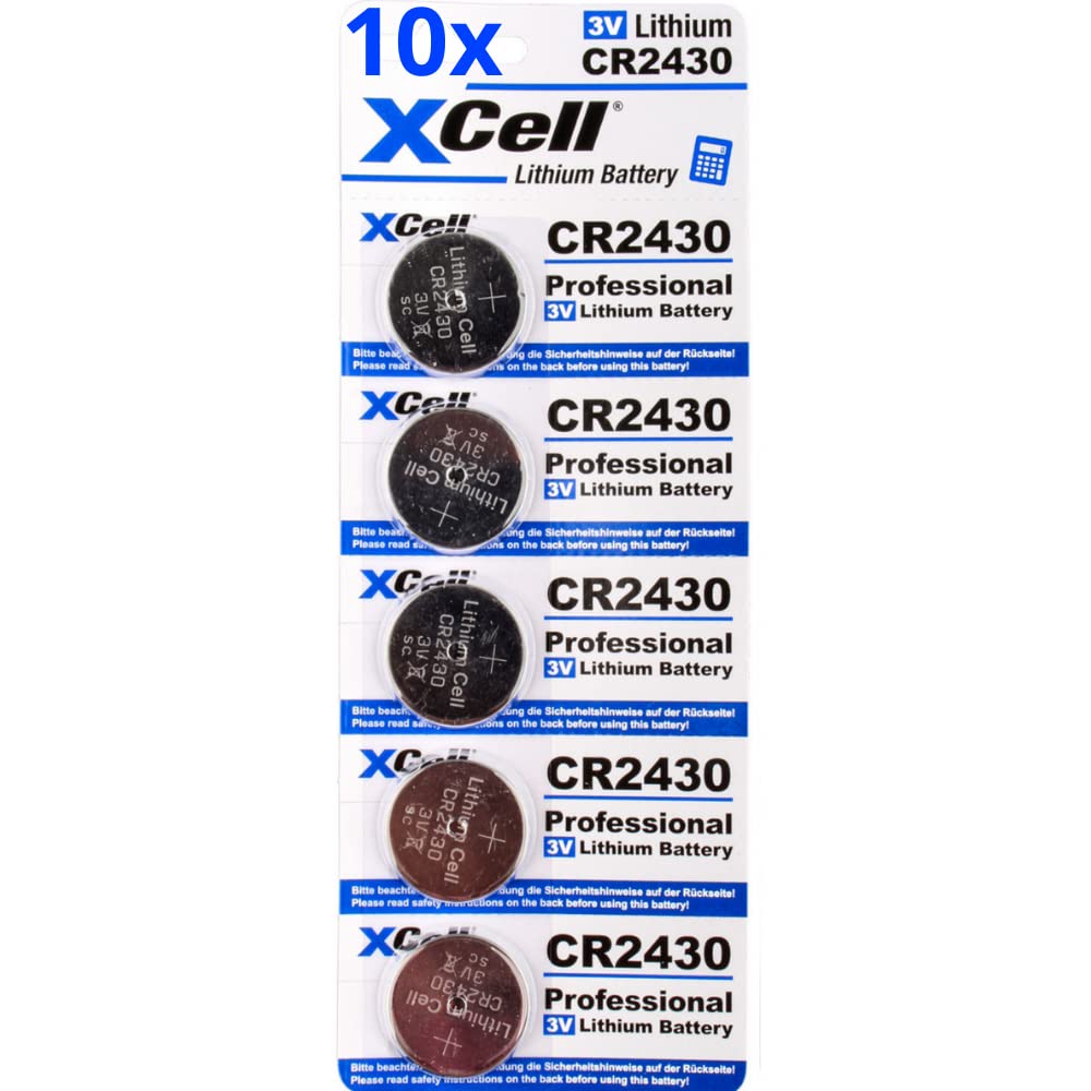 Lot de 50 piles bouton au lithium CR2430 3 V / 290 mAh (10 x 5) - Haute performance - Pour utilisation professionnelle