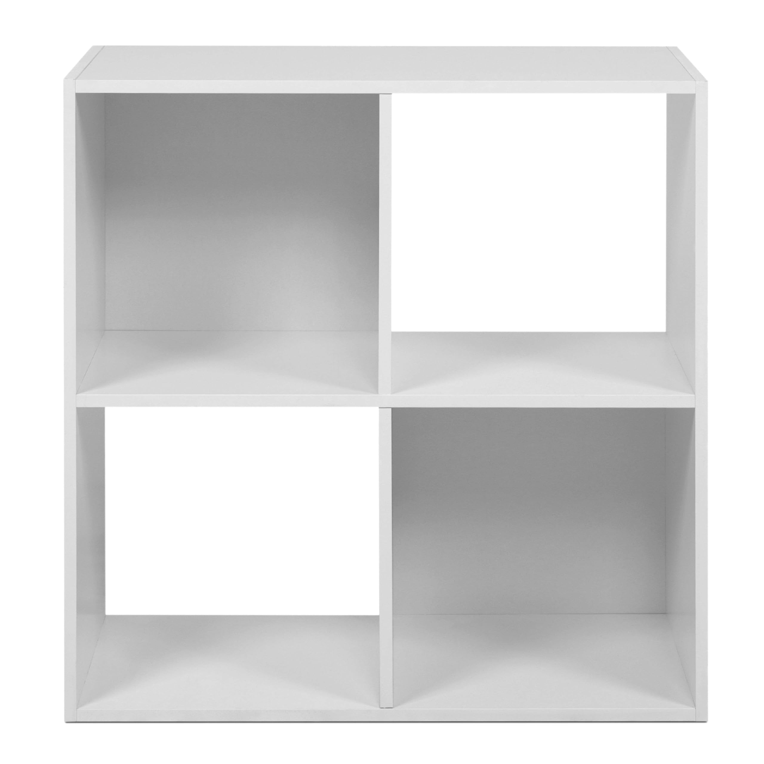 Miroytengo Estantería de Libros 4 Cubos Abril, Estantería de Pie 2 Cajones Tela Salón Blanco Mate y Gris 60x60x28 cm