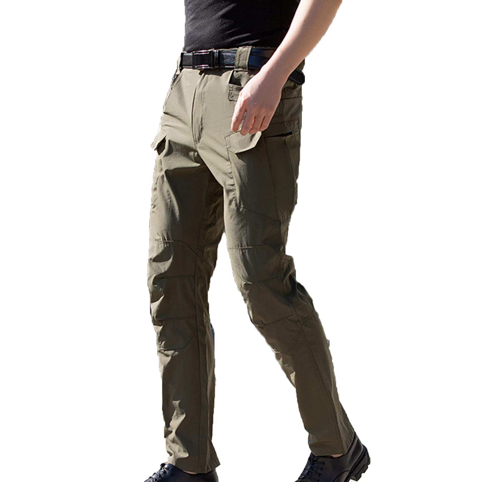 Mens Pants Expandable Waist Multi Pockets Solid Cotton Cargo Pant Regular Big and Tall Straight Outdoor Sweatpant