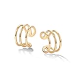 VACRONA Cubic Zirconia Ear Cuff 14K Gold Plated Earrings Round Cuff Sparkling Non-Pierced Earrings Helix Wrap Ear cuff Hypoallergenic Earrings for Jewelry Gifts