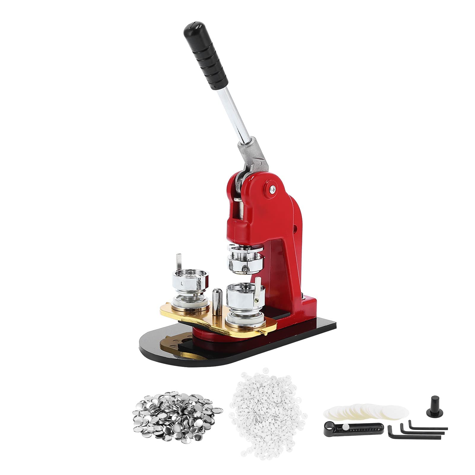 Badge Maker Machine, 32mm / 1.4in Practical DIY Round Badge Punch Press Maker Pin Maker Kit with 500 Circle Button Parts and Circle Cutter, Solid Metal Badge Machine for Badge Making