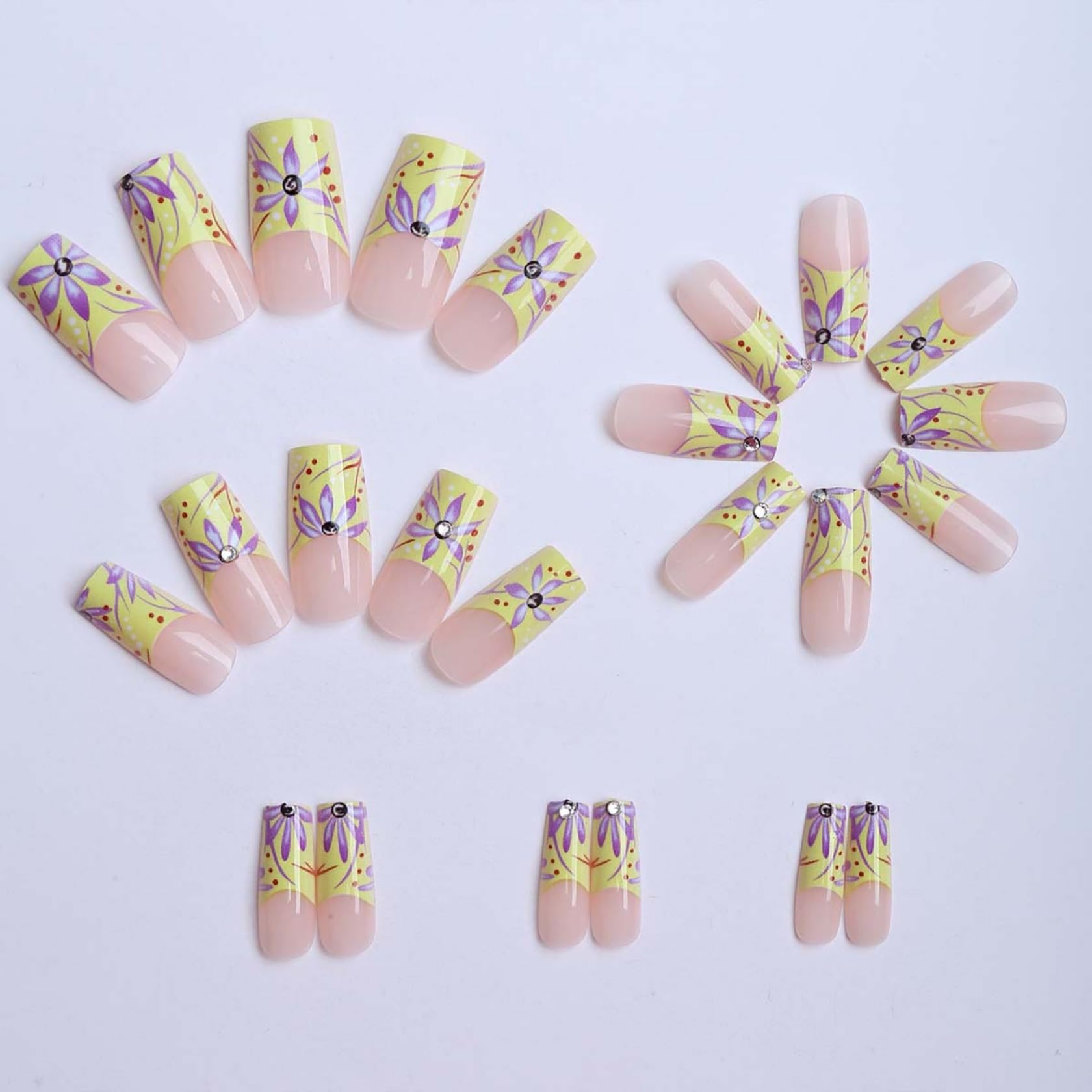 Künstliche Fingernägel Im Ombré-design Mit 3d-blumen Und Gold_voghion.com