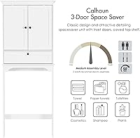 Vista 6 de Spirich Gabinete de almacenamiento sobre el inodoro, armario de almacenamiento sobre el inodoro con puertas y estantes ajustables, color blanco