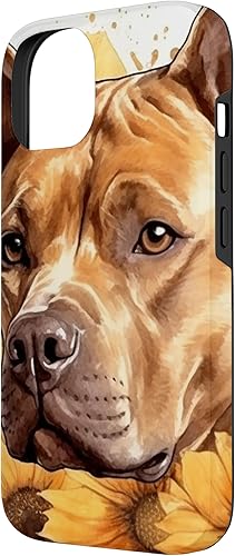 Miniatura 5 de Funda para iPhone 13 Pro Max American Bully Dog Acuarela Girasol