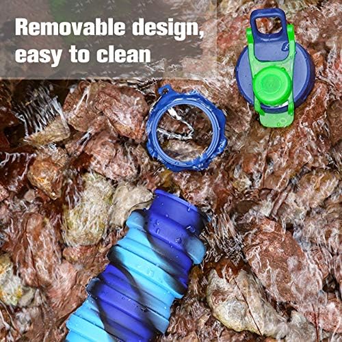 GOTH Perhk Kids Water Bottle, Silicone Collapsible Drink Bottle for Kids, Personalised Collapsible 500ml Water Bottle for School Travel Sports Camping