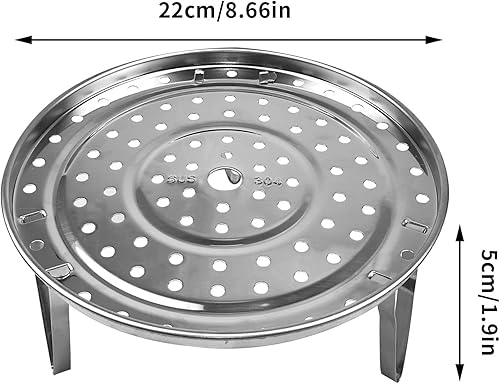 Vista 18 de Estante de vapor, estante para olla a presión, acero inoxidable 304, bandeja redonda para cocinar al vapor con patas desmontables para hornear