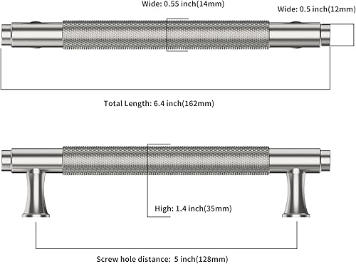Miniatura 2 de Asidrama Paquete de 10 tiradores de gabinete de cocina de níquel satinado cepillado de 5 pulgadas (5.039 in), tiradores de gabinete, accesorios de