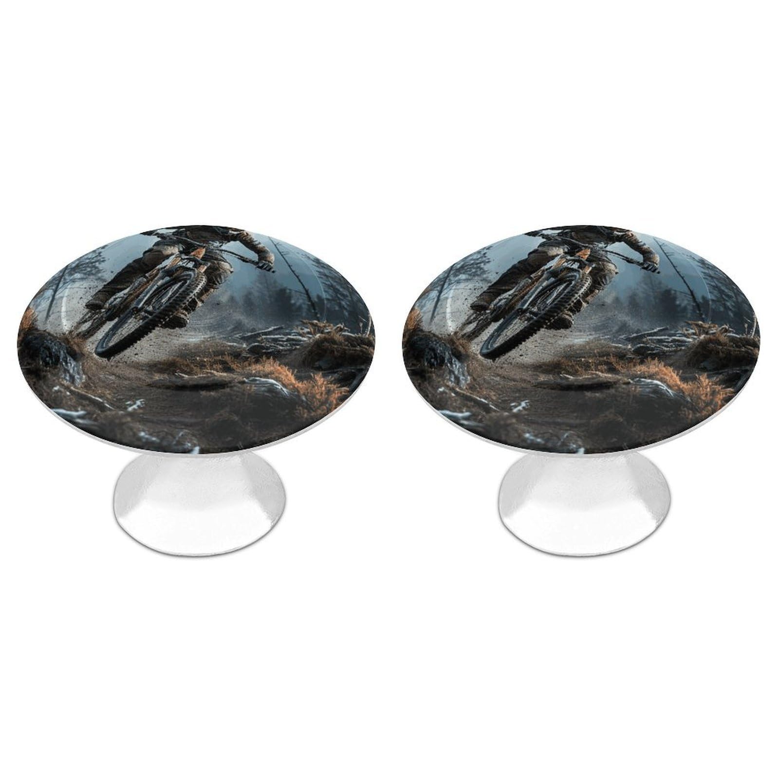 DWVTSLH Mountain Bike Tournament Cabinet Handles 2 Pack Stainless Steel Kitchen Drawer Pulls with Installation Screws Round Dresser Drawer Knobs 1.1 Inch Modern Cabinet Hardware Door Handles
