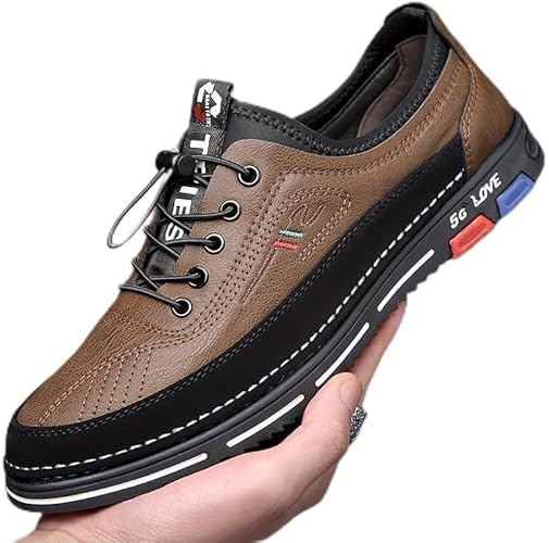 Amazon.com | Hhhchpm Men's No Tie PU Leather Sneakers