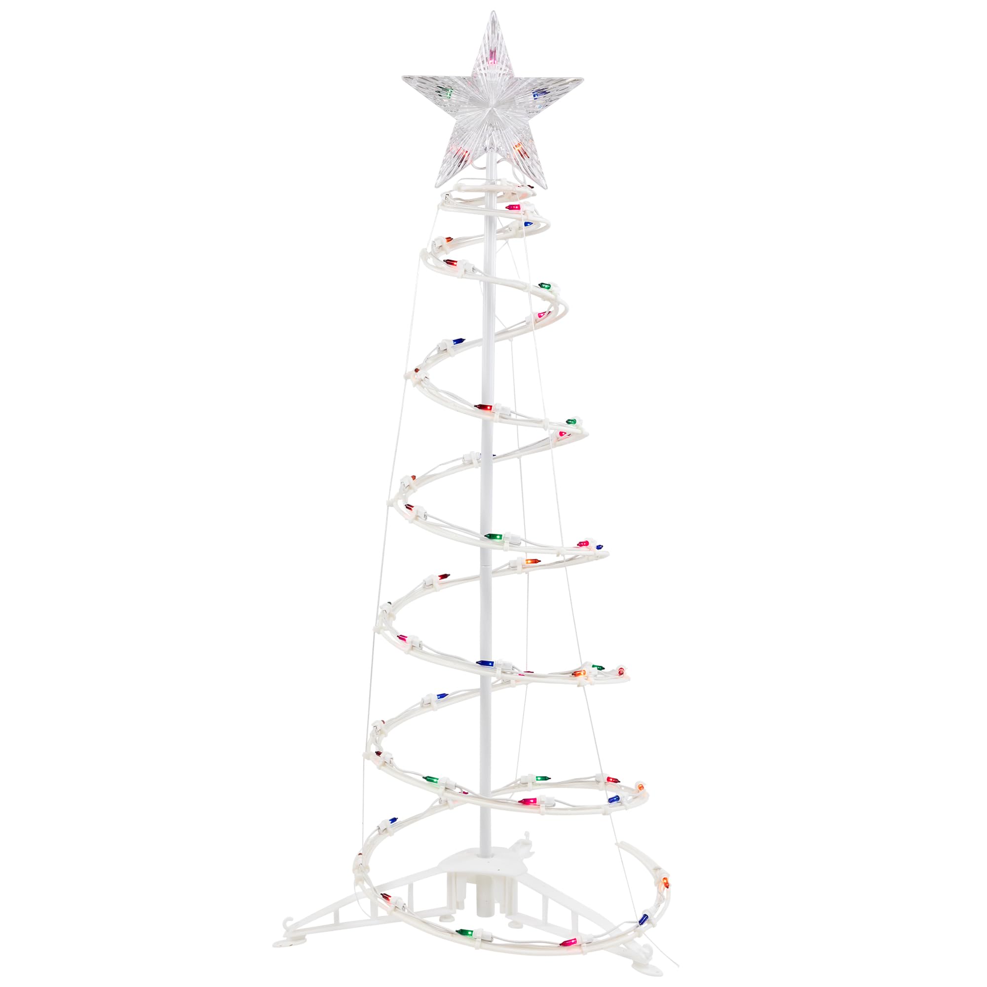 Lighted Spiral Outdoor Christmas Cone Tree with Star - 3' - Multi-Color Lights