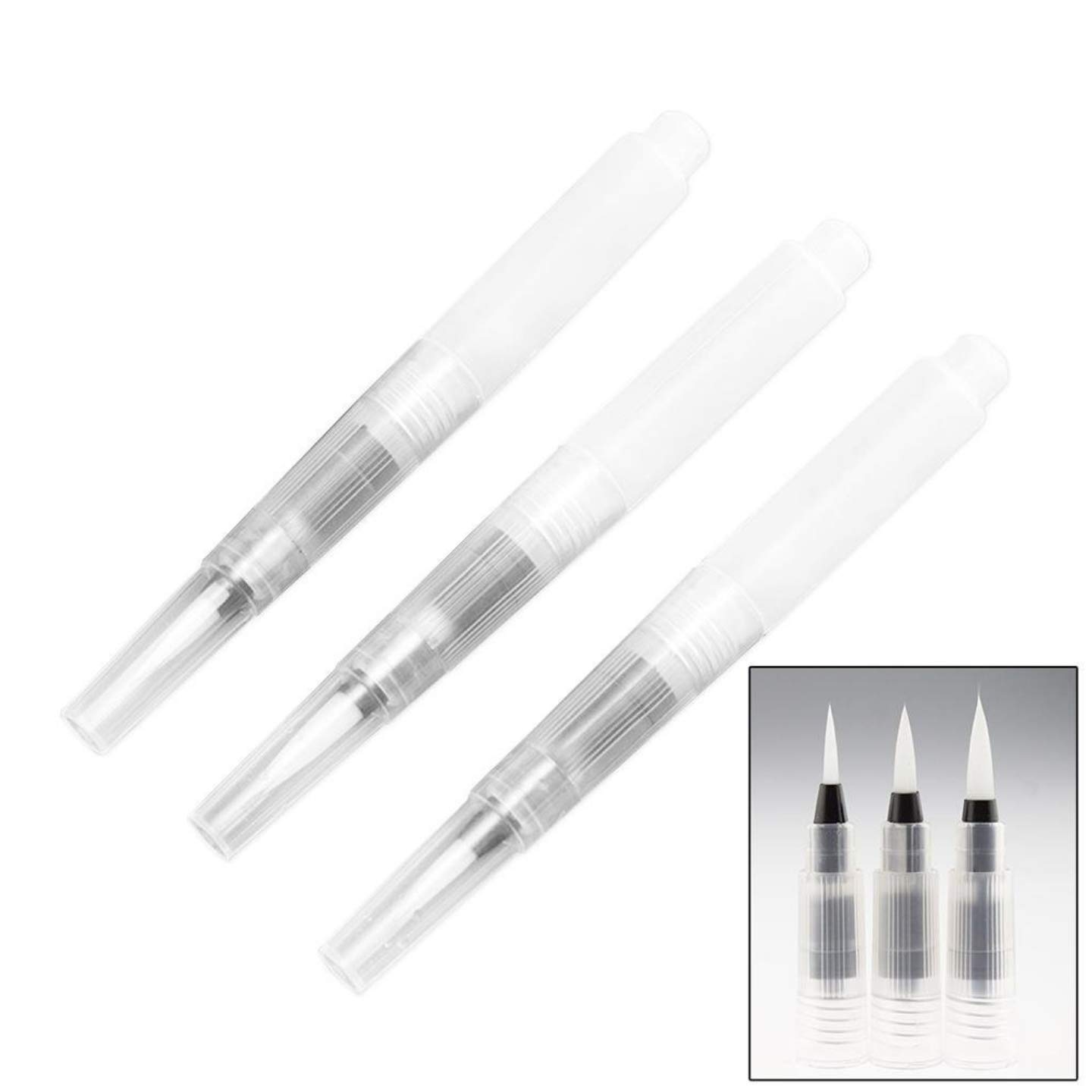 Qatalitic Nylon Water Brush Pens Set Of 3 Different Sizes Fine, Medium & Large - Great For Watercolor Paints, Illustrations, Calligraphy, Brush Pen, Markers - Refillable Brush Pens, Synthetic 1