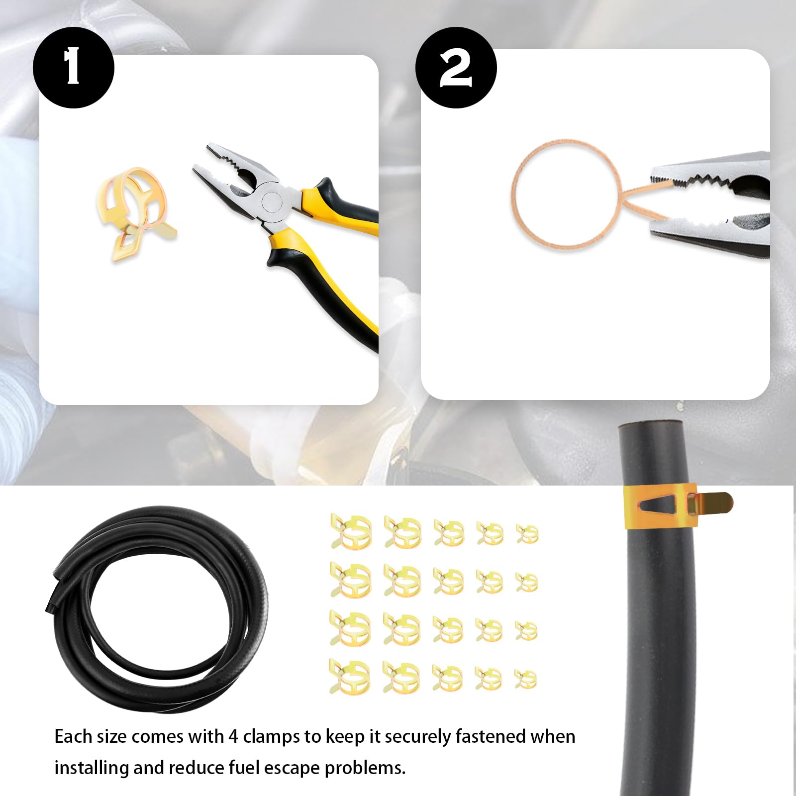 Kit de 5 mangueras de línea de combustible, manguera de combustible NBR incluye manguera de línea de gas de 3/16 pulgadas, 5/16 pulgadas, 3/8 pulgadas, 1/2 pulgadas, 1/4 pulgadas de 3.28 pies cada una