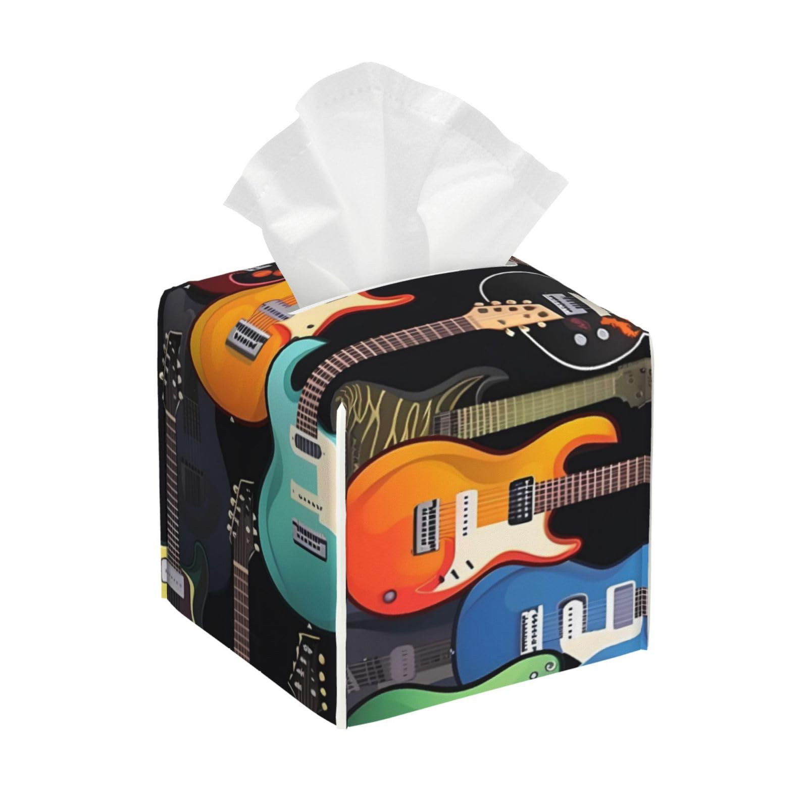 Colorful Guitars Tissue Box Cover Square Cube Boxes