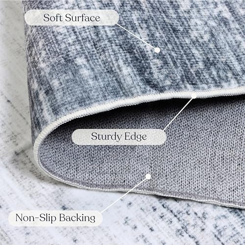 Delara Machine Washable Area Rug, Soft & Durable, Non-Slip, Stain Resistant Rug for Bedroom, Living Room, Dining Room, High Traffic Areas, Eco- Friendly GRS Certified. (Grey/Soft White, 9' X 12') by Delara - Image 6