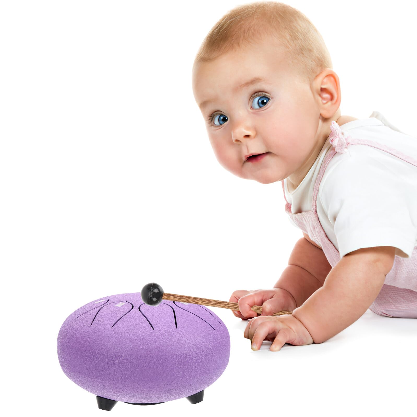 Baluue Instrumento de Percusión de Acero al Carbono Púrpura, Lengua de 8 Tonos, Portátil para Reducir Estrés y Cultivar Musicalidad, Adecuado para Meditación y Principiantes