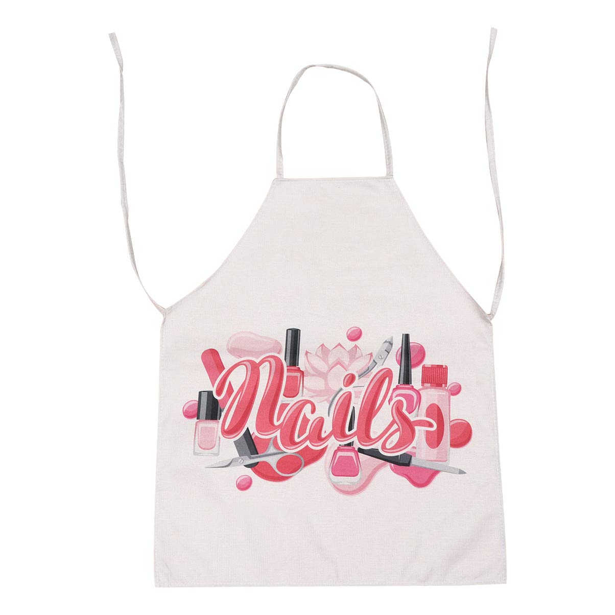 Hemoton Nail Tech Apron Cosmetics Apron Cute Burlap Cotton Apron for Home Kitchen Cooking Waitress Chef Grill Baking BBQ