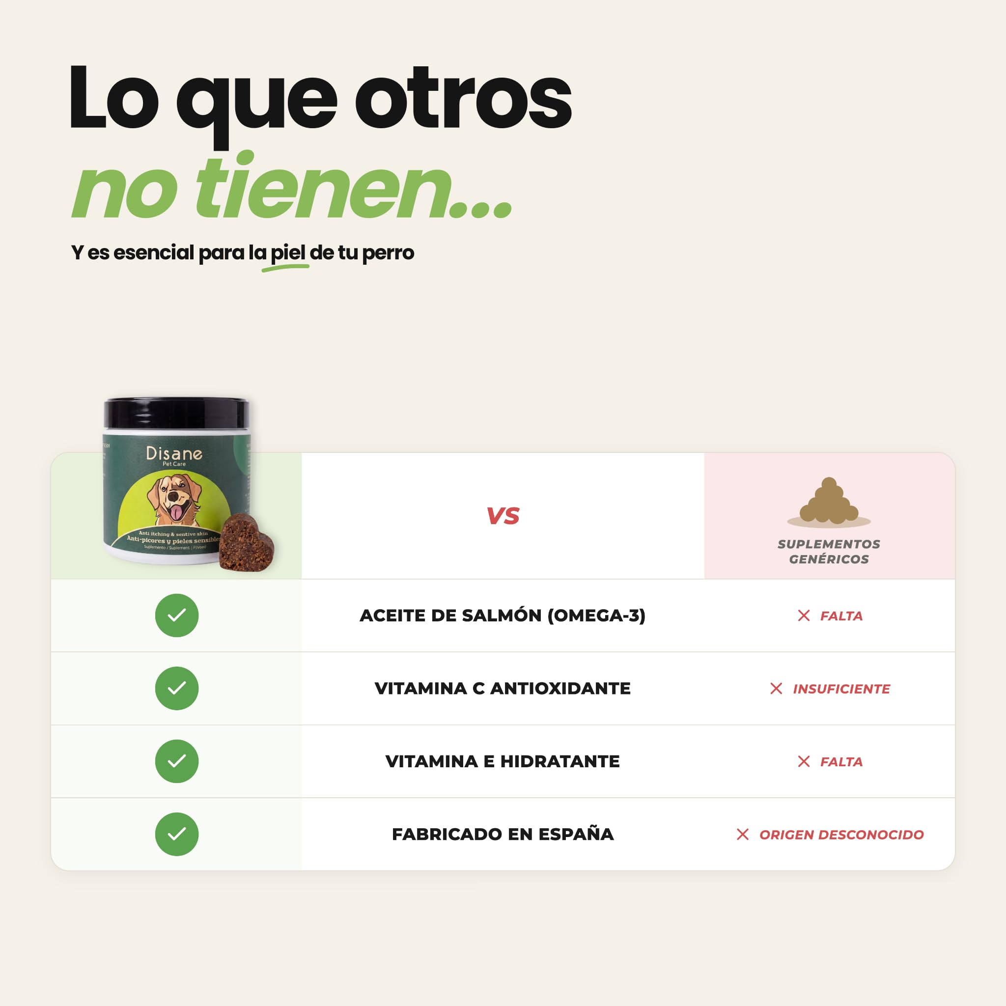 Antipicores y Pieles Sensibles para Perros – Suplemento Antipicores de 60 Unidades | Disane Pet Care