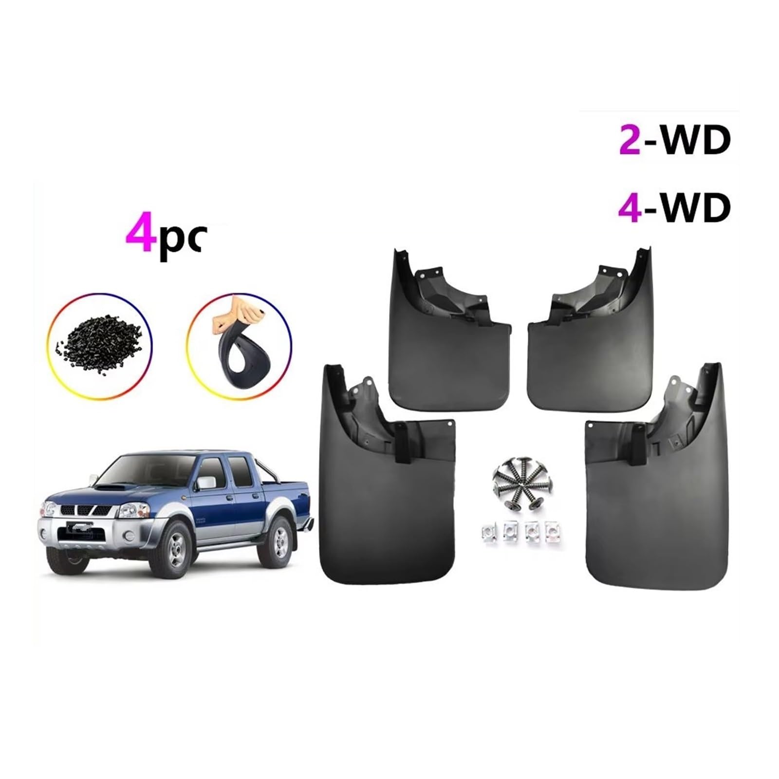 Guardabarros Delanteros Y Traseros Para Coche Para Nissan Para Navara Para D22 Para NP300 4WD/2WD (2002-2015): Guardabarros Delanteros Y Traseros, Accesorios Para Coche(4WD wheel arch)