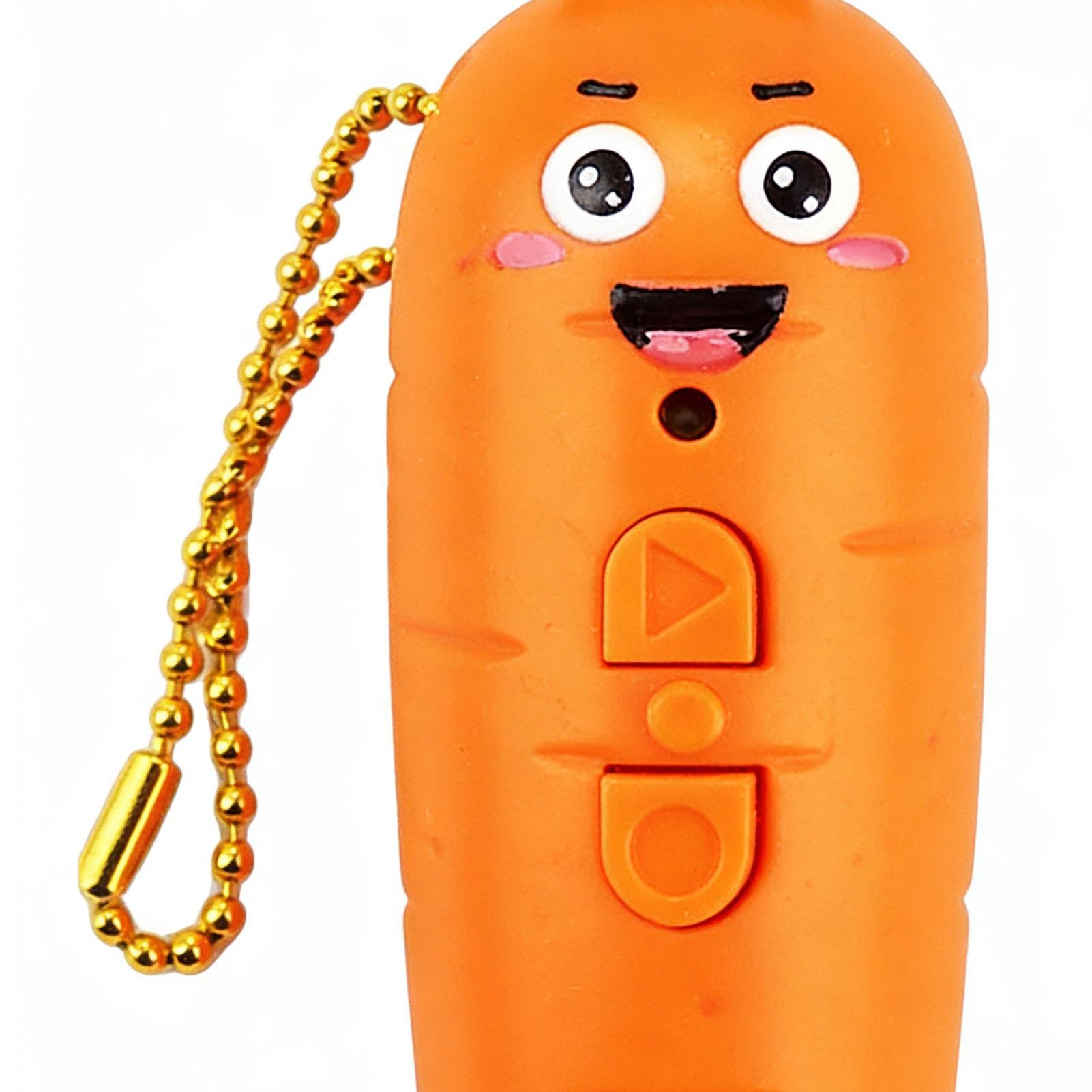 Tragbares Diktiergerät, lustiges Kinder-Audio, 7,6 x 2,5 cm Recorder mit Wiedergabe, Sprachgerät mit Schlüsselanhänger-Clip, Schulbedarf mit Karotten-Design, Audio-Gadget für Rucksacktasche