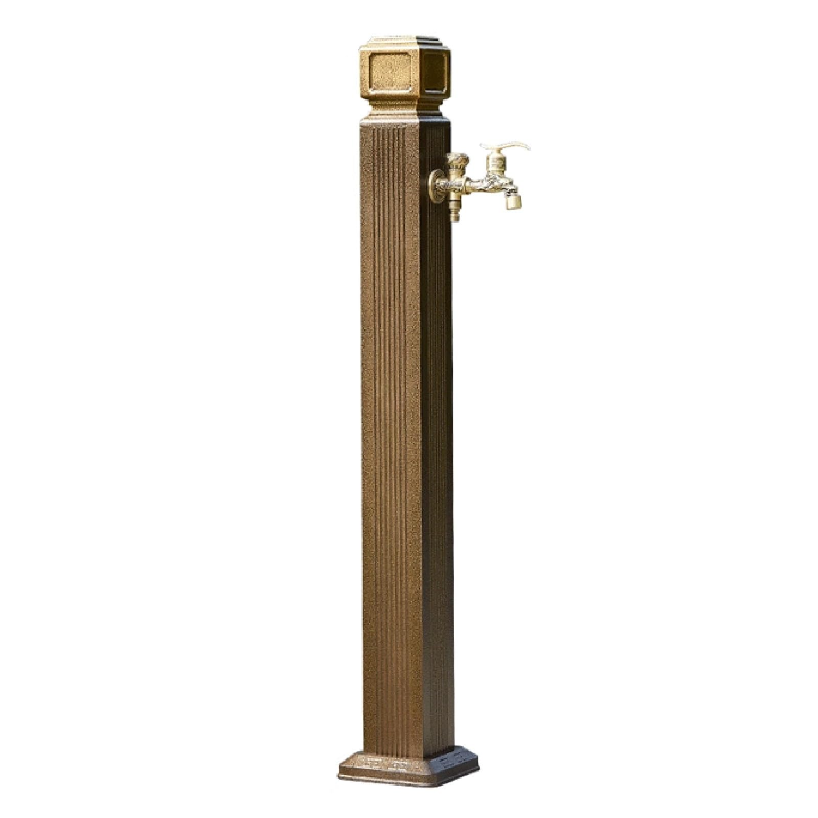 WOTZOV Outdoor Square Copper Water Column With Faucet Dispenser - Decorative Garden Hydrant For Farm, Pasture & Backyard Irrigation & Washing, 110Cm/43.3In Tall，110cm/43.3in