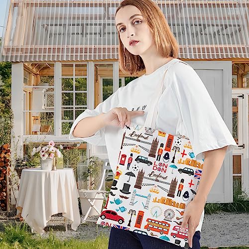 LEVLO London Travel Gift British Theme Cosmetic Bag England Souvenir Gift United Kingdom Make Up Zipper Pouch Bag, London Tote - Image 4