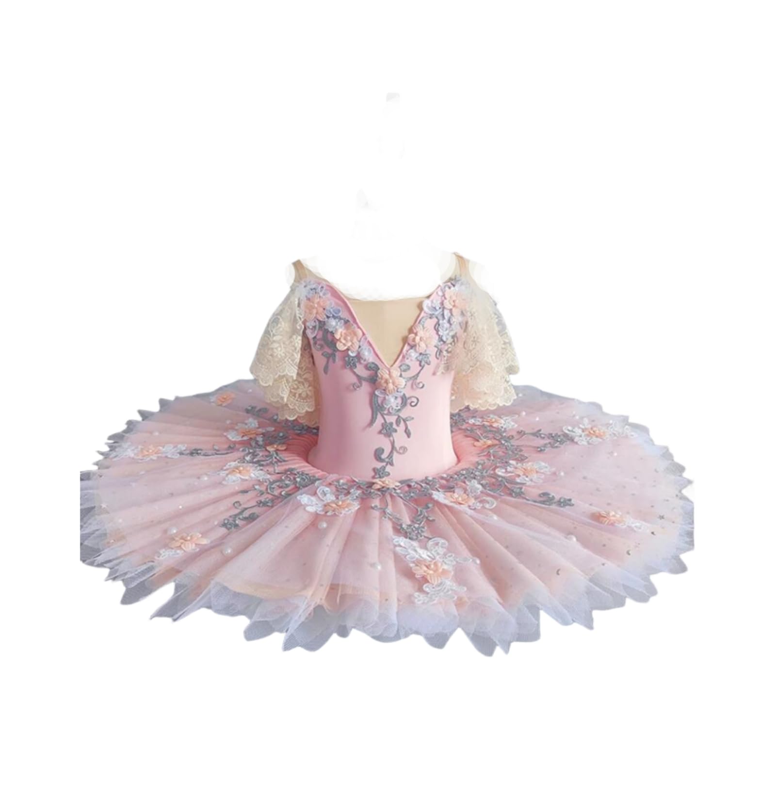 OTMYIGO Vestido de tutú de Ballet Profesional para niñas, Traje de Competencia de Baile de Escenario de Bailarina de Fiesta de Lago de los cisnes de panqueque para Mujeres de niños