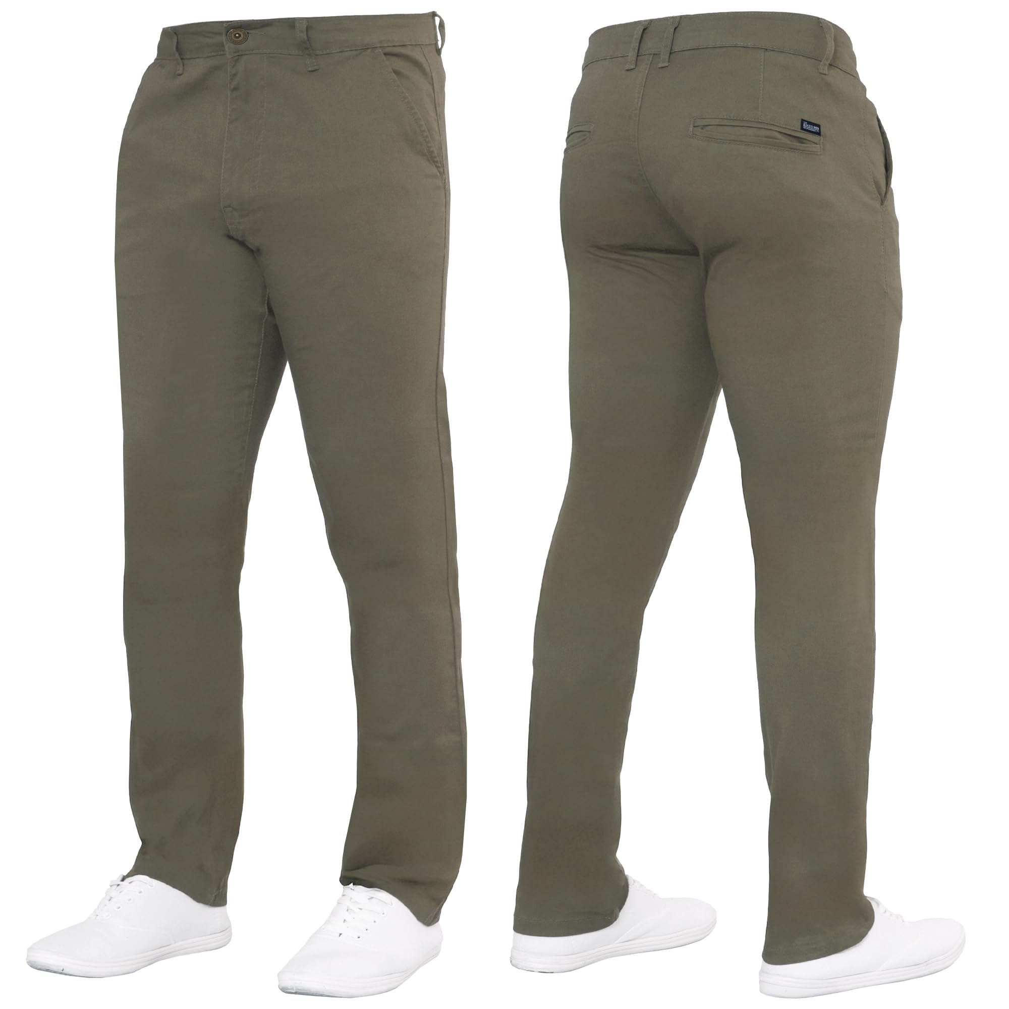 989Zé Enzo Men's Beige Stretch Chino Slim Fit Leg Jeans Trousers Pants By Raw Denim Ez348 36W / 30L