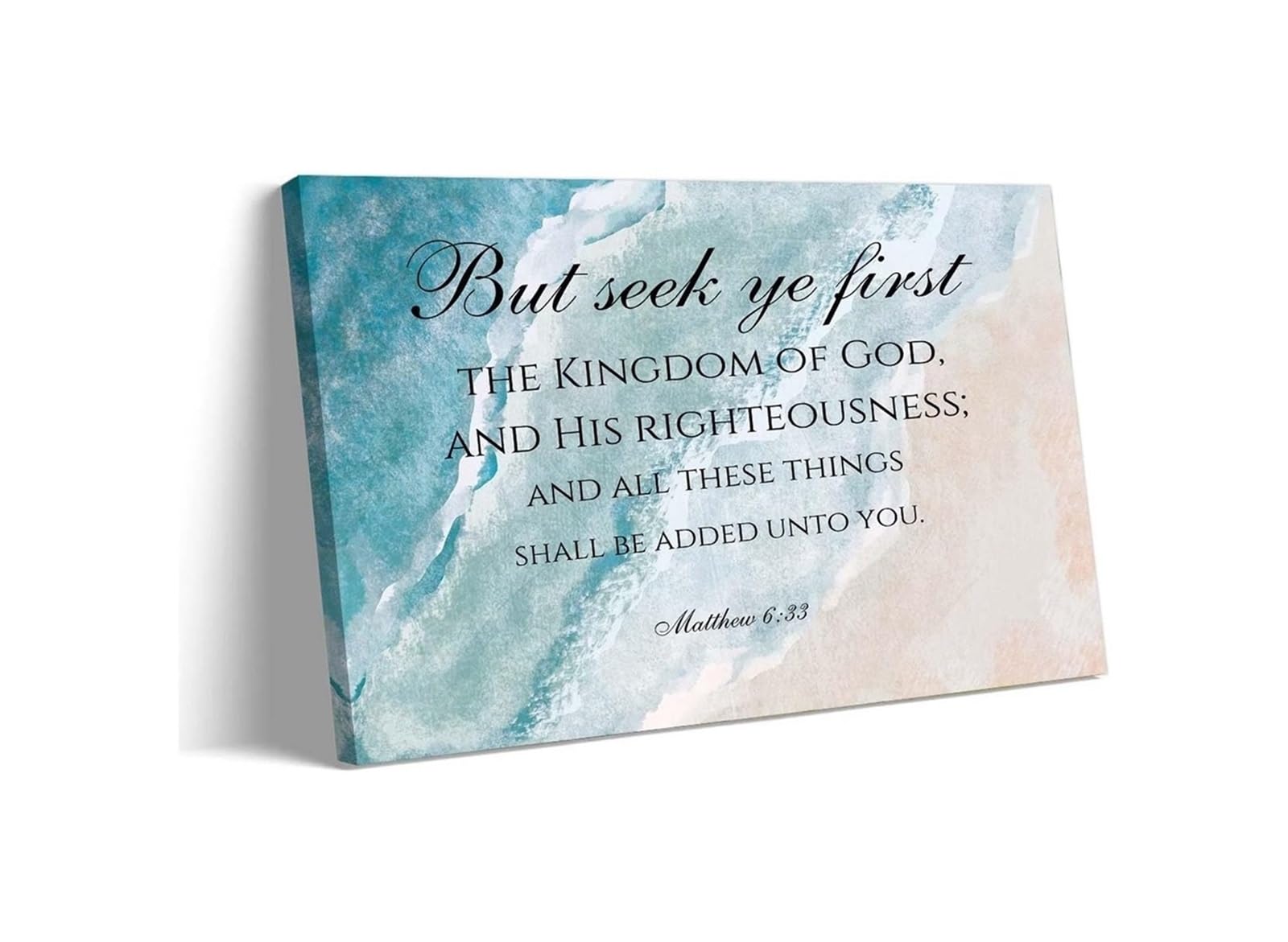 PKNVKZIDK KJV Bible Verse Wall-Art Matthew 6 33 Seek Ye First The Kingdom Of God Scripture Print Christian Home Wall Decor Inspirational Faith Gift
