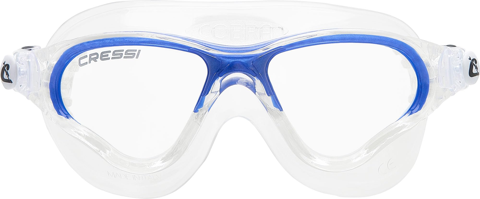 Cressi Cobra Anti Fog Premium Swim Goggles Mask - Clear/Blue