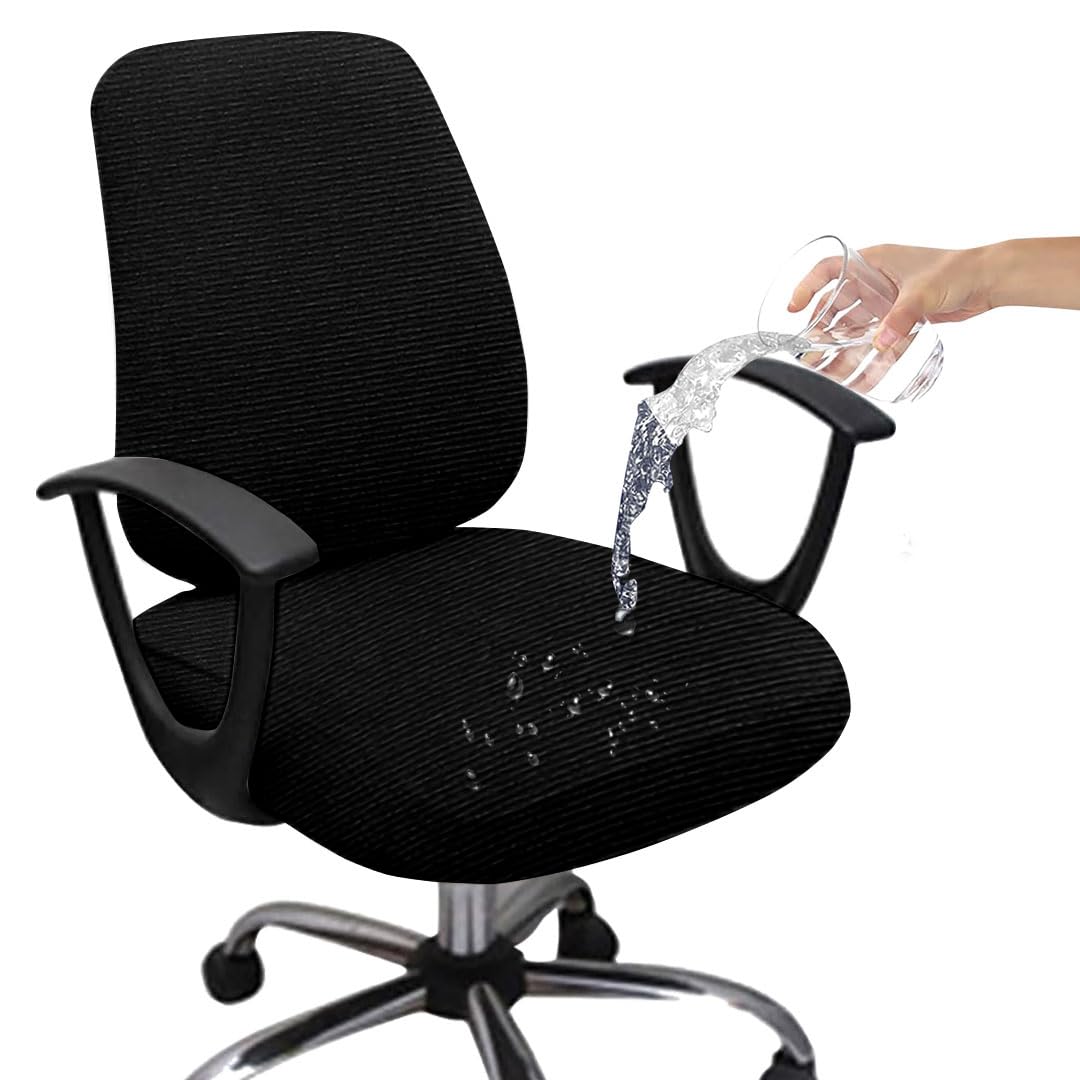 HOTKEI Black Dry Fit Office Chair Cover Set of 1 Water Resistant Seat Chair Covers 220GSM Fabric Stretchable Rotating Computer Chair Slipcovers Protector High Chair Cover for Office Desk Chair 2 Pcs (B0CWP4J46C) Amazon Price History, Amazon Price Tracker