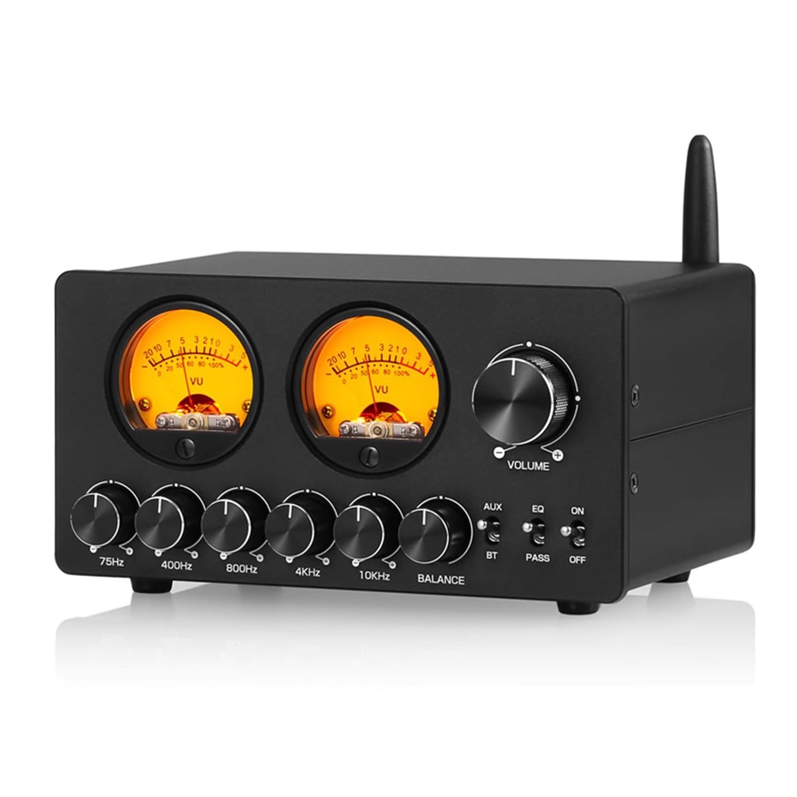 Égaliseur Audio 5 Bandes, Préamplificateur Stéréo Bluetooth, avec Affichage VU Meter Et Contrôle De Balance des Canaux, RCA 3,5 Mm AUX, pour Chaîne Stéréo Domestique