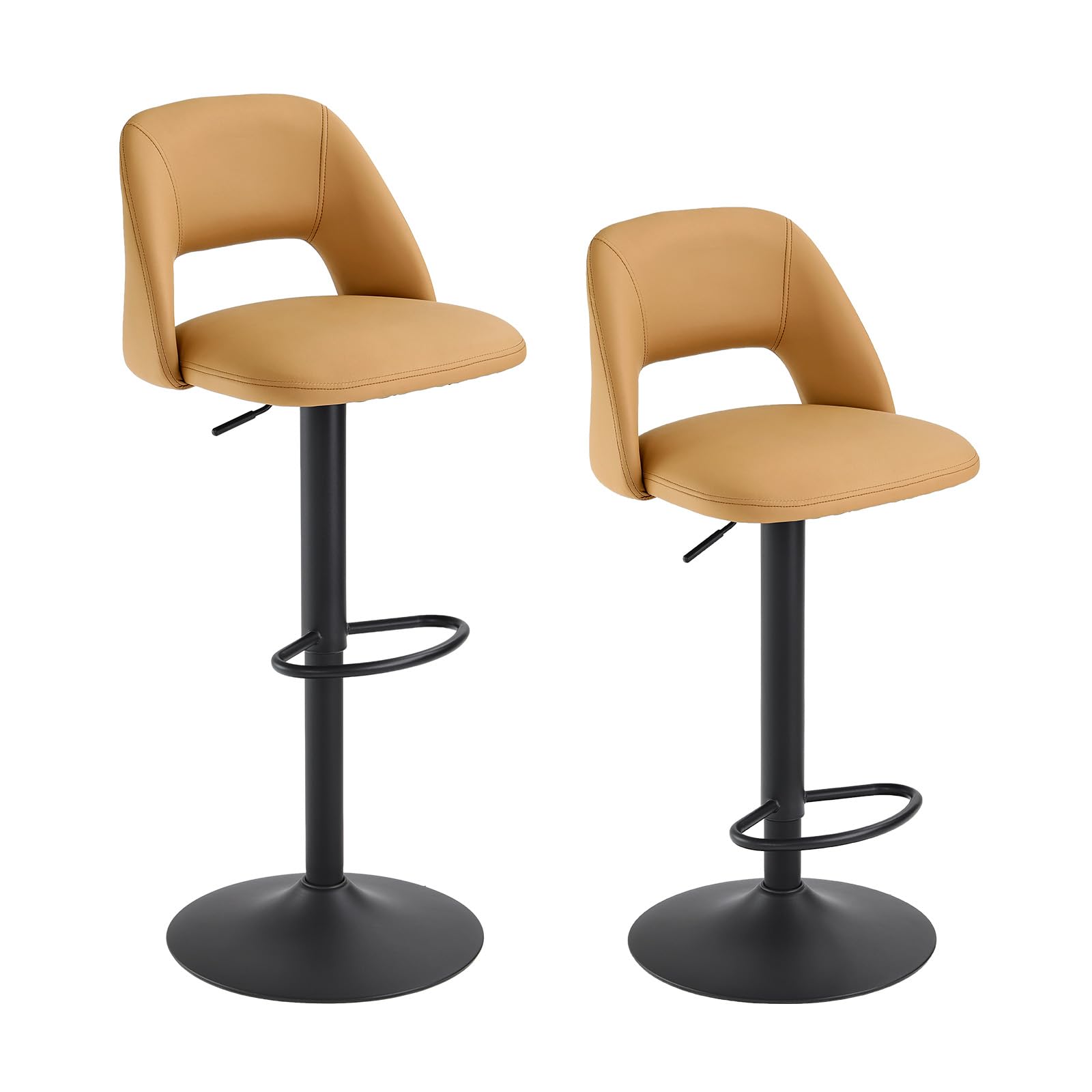 Swivel Bar Stools Set of 2, Modern Upholstered Kitchen Stools with Backrest