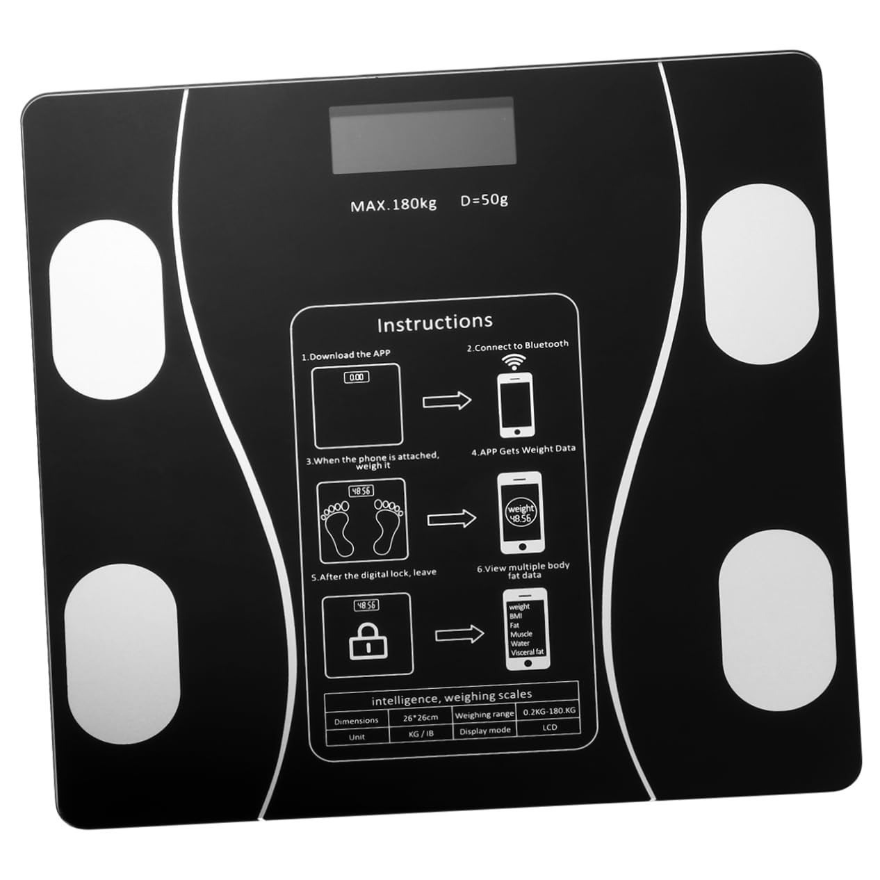Báscula Inteligente USB Recargable de Precisión con Pantalla LED para Peso Corporal Electrónica de Salud y Exacta para Uso Doméstico