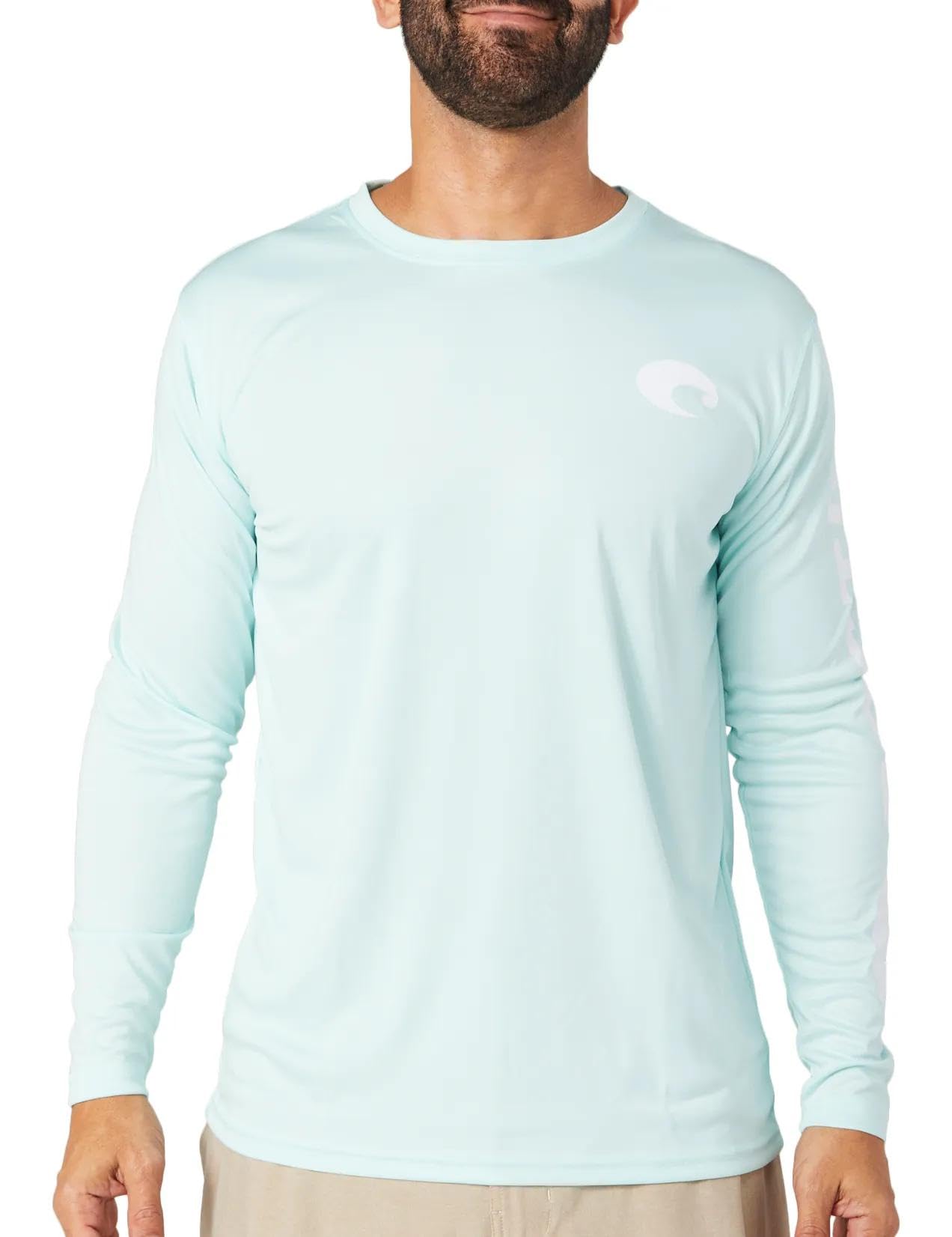 Costa Del Mar Men's Technical Crew Long Sleeve Tee Shirt, Mint, Large