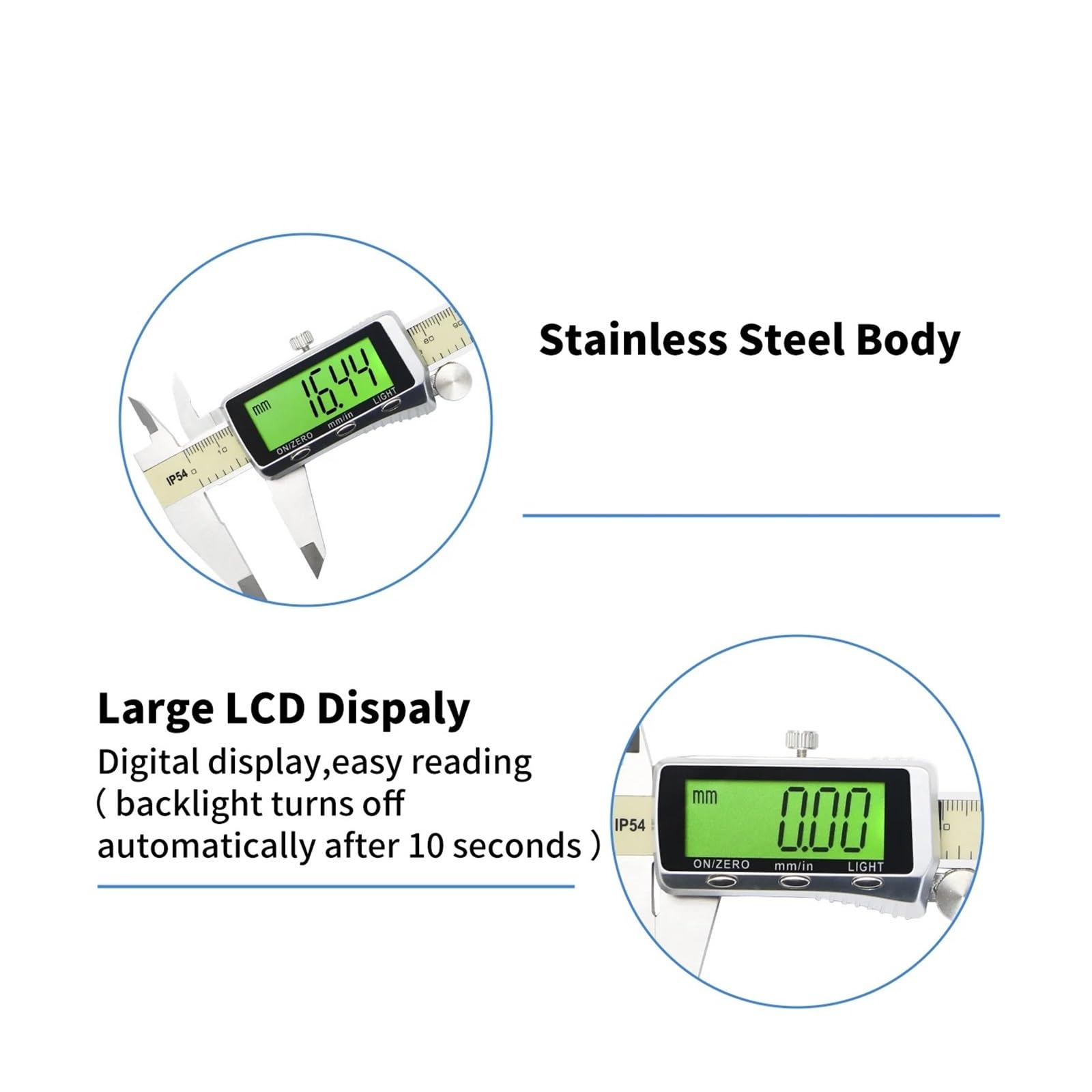 Digitaler Messschieber mit Hintergrundbeleuchtung, 0–6 Zoll/0–150 mm, elektronischer Messschieber, Messwerkzeug, digitaler Mikrometer mit großem LCD-Bildschirm(0-150mm)