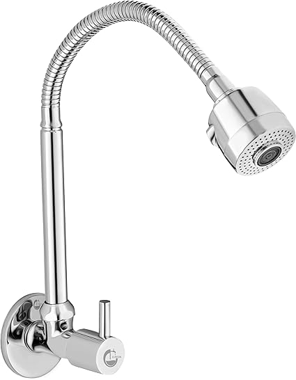 Clinton Turbo (Brass) Kitchen Sink Spray Spout Flexible Sink Cock with Flange Pillar Tap Faucet (Wall Mount Installation Type) Turbo Flexible S/1