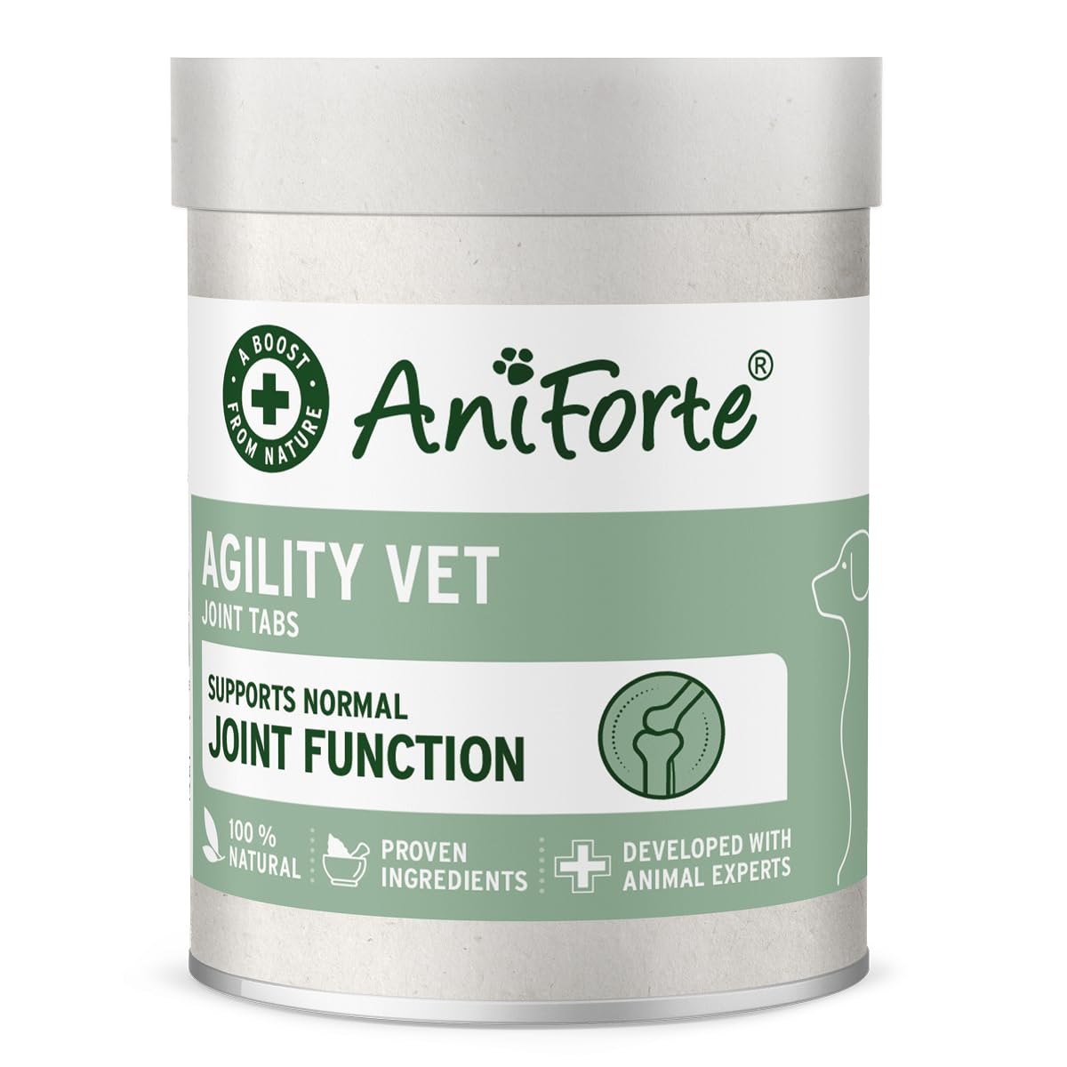 AniForte AgilityVet Joint Tabs for Dogs 120 Tablets - Complete Natural Joint Care Supplement with Powerful Green Lipped Mussel, Collagen Powder, Devil's Claw & Omega 3