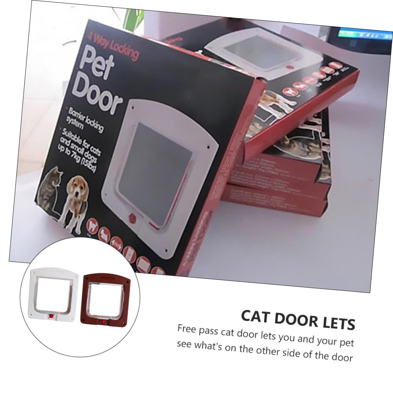 Lot de 2 Chatières pour Chat Fonction Ouverture/Fermeture, en Plastique Résistant, Taille Petite, pour Accès Intérieur et Extérieur, Adaptées aux Chats et Petits Chiens